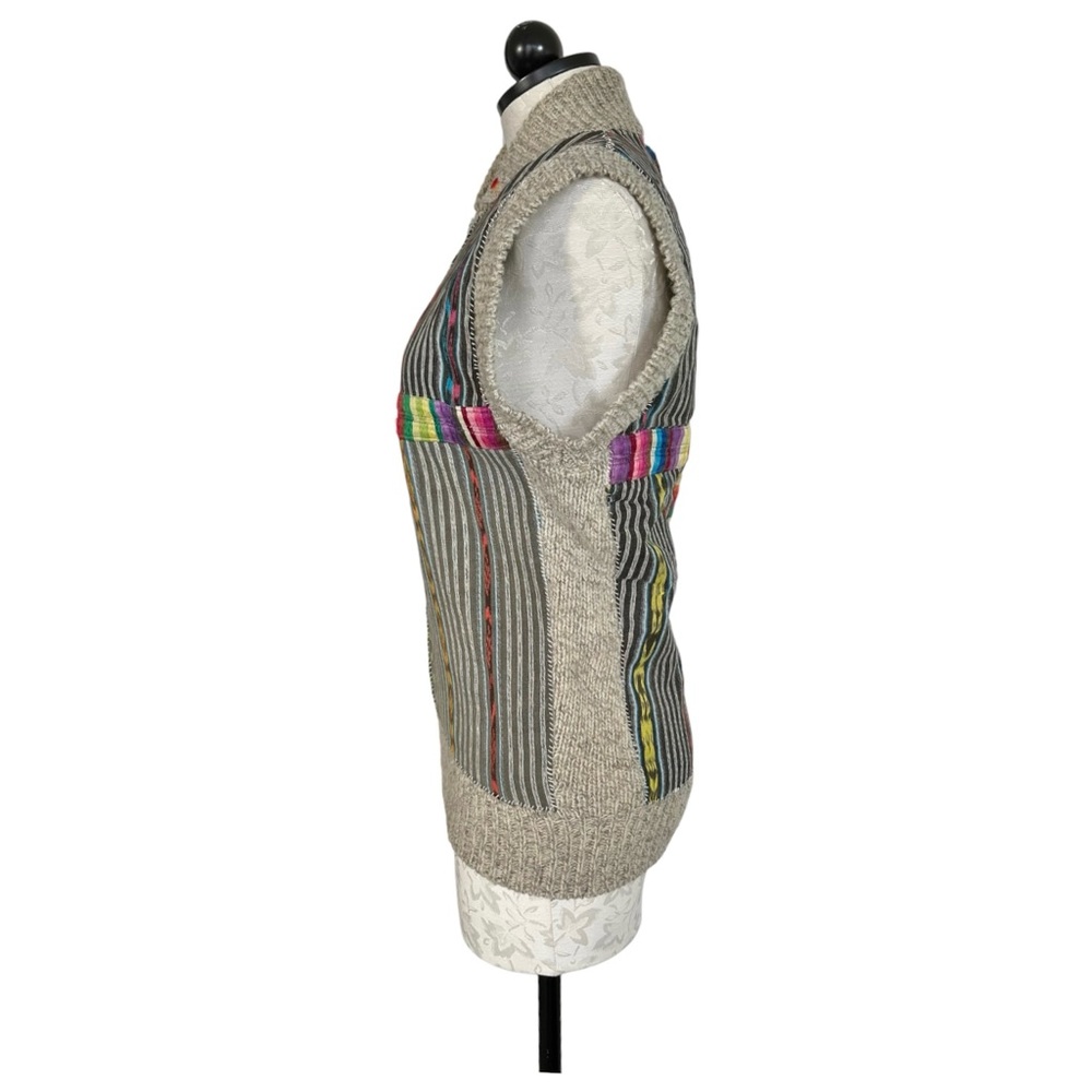 REI Vintage Wool Hippie Vest Zip Front Hand-Sewn On Fabric & Trim  Size Small - Picture 6 of 11